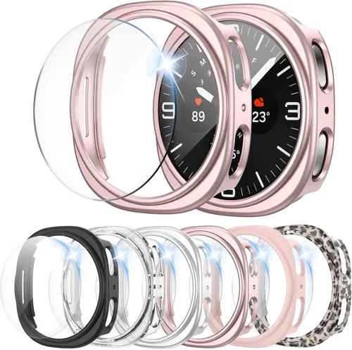 Miniatura 10 de Paquete de 6 + 6 fundas protectoras de pantalla para Samsung Galaxy FE/Galaxy Watch 5/Galaxy Watch 4 de 1.575 pulgadas, película de vidrio templado