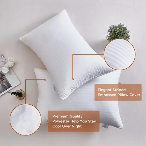 Miniatura 5 de Acanva Almohadas de cama para dormir, paquete de 4, relleno de fibra de poliéster suave y esponjoso de primera calidad, perfectas para dormir
