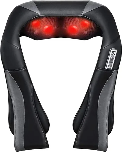 Masajeador de cuello y espalda con calor, masaje eléctrico de hombros con 8 nodos, masajeadores shiatsu 3D de tejido profundo para aliviar el dolor