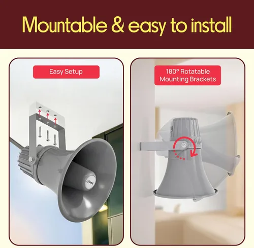 Miniatura 6 de Altavoz de bocina PA para interiores y exteriores, megáfono de sonido compacto de 12.7 pulgadas, 60 W, frecuencia de 400 Hz-5 KHzz, 16 ohmios