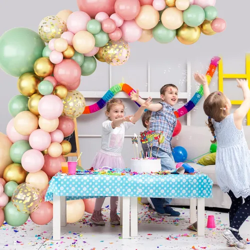 Miniatura 7 de Kit de arco de guirnalda de globos verde salvia, rosa retro, albaricoque, dorado metálico y globos de confeti para baby shower, boda, cumpleaños