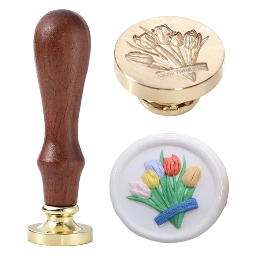 Miniatura 18 de Sello de cera – Sello de cera de sellado de semillas de loto, sello floral y vegetal, cabeza de sello de flor de loto ovalada para tarjetas, sobres