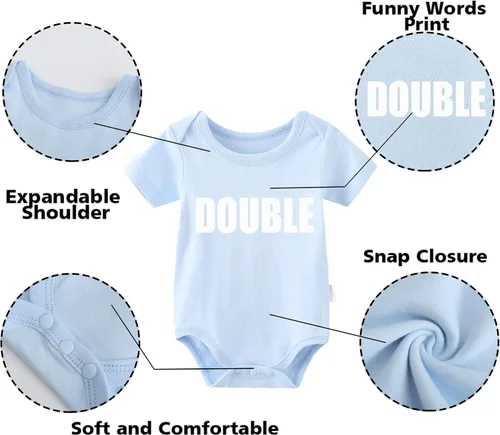 Miniatura 27 de YSCULBUTOL Conjunto de mameluco para bebé gemelos, divertido doble problema, lindo mameluco para niña, mono gemelo, conjunto de sombrero