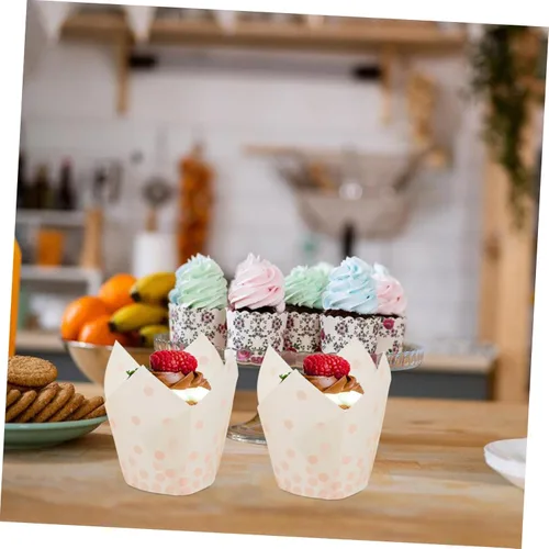 Miniatura 2 de 50 piezas para tartas y muffins, soportes para cupcakes rosa, pergamino, forros para magdalenas, forro de mousse, para hornear, tazas de yogur