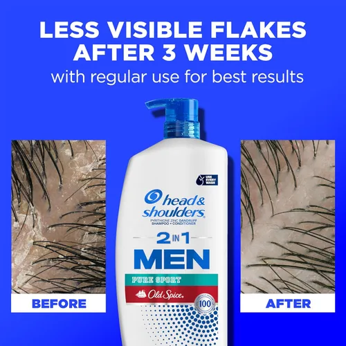 Miniatura 6 de Head & Shoulders Champú y acondicionador anticaspa, Old Spice Pure Sport para hombres 2 en 1, paquete doble, 1% de piritiona de zinc, champú