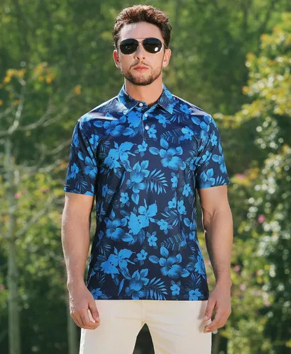 Miniatura 4 de ELETOP Polo de golf para hombre, manga corta, absorbe la humedad, polos tropicales hawaianos, camisas de golf de rendimiento para hombre, ajuste seco