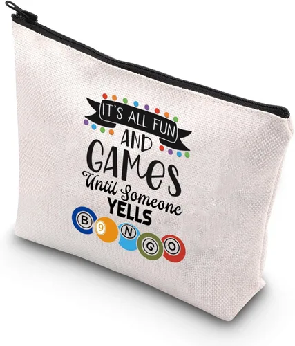 Miniatura 8 de TSOTMO Divertido regalo de jugador It's All Fun And Games Until Someone Grits Lucky Bag para mujeres amantes de los juegos, Beige, Blk-gritos Bingo