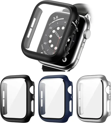 Miniatura 13 de Paquete de 2 fundas rígidas de policarbonato compatibles con Apple Watch, con protector de pantalla de cristal templado sin burbujas para accesorios