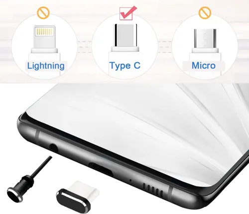 Miniatura 2 de Tapones antipolvo USB C tipo C para puerto de carga, 4 unidades con 2 protectores de cable en espiral compatibles con iPhone 17/16/15 Plus Pro Max