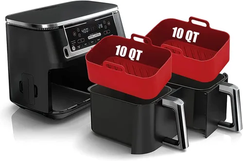 Miniatura 10 de 2 piezas de forros de silicona para freidora de aire rectangular para Ninja Foodi Dual DZ201 8QT/DZ090 6QT, MMH accesorios reutilizables