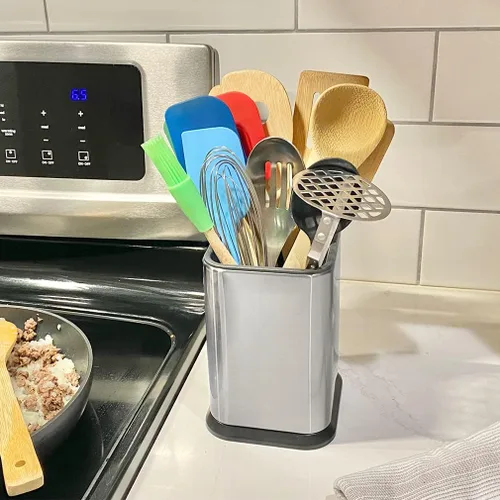 Miniatura 8 de Evelots Soporte para utensilios de cocina, acero inoxidable, organizador de herramientas de cocina para encimera, almacena 15 cucharas, espátulas