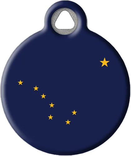 Etiqueta de identificación personalizada de la bandera del estado de Alaska para perros y gatos, etiqueta de identificación de Alaska con