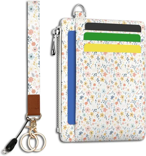Miniatura 16 de Hancynir Cartera delgada para mujer con soporte para tarjetas de crédito RFID, pequeña mini funda para tarjetas con bolsillo frontal de PU, cartera