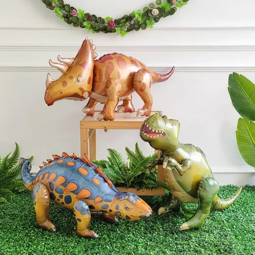 Miniatura 2 de Globos grandes de dinosaurio autoportantes 3PCS 96,52 cm Tiranosaurio Anquilosaurio Triceratops Globos inflables para kit de decoración de fiesta