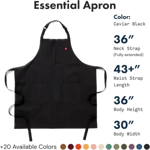 Miniatura 2 de hedley & bennett Essential Delantal – Delantal de chef profesional con bolsillos – Delantal de cocina para hombres – Delantal de cocina para hombres