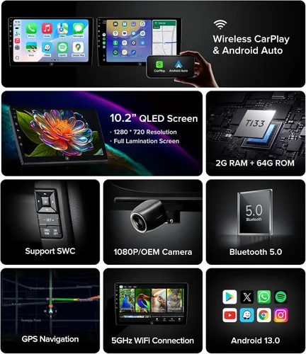 Miniatura 5 de Estéreo de coche QLED Android 13 de 10 pulgadas para Ford F150 2004-2008, F250 F350 2008-2016 Actualización de radio inalámbrica CarPlay Android