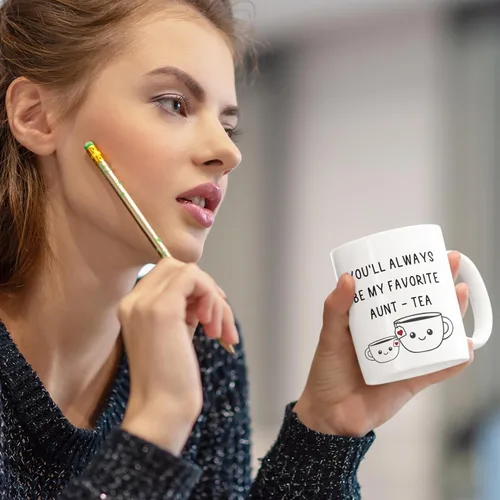 Miniatura 2 de Regalos de Navidad para tía, taza de té de mi tía favorita, taza divertida de la mejor tía de 11oz - Perfecta para cumpleaños, Navidad para tía