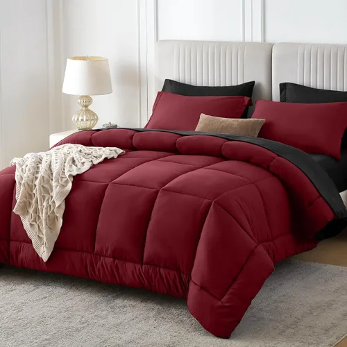 Miniatura 27 de Sasttie Juego de edredón tamaño individual, 5 piezas de cama reversible en una bolsa, juego completo de ropa de cama que incluye edredón, sábana