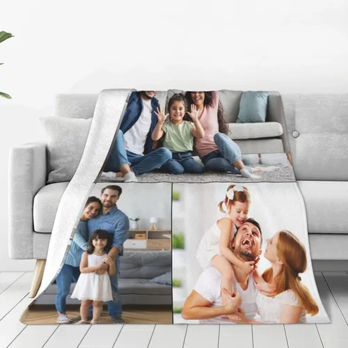 Miniatura 11 de Manta personalizada con texto fotográfico, manta personalizada de franela polar para cumpleaños familiar, regalo de Navidad, boda, se adapta al