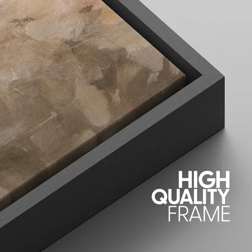 Miniatura 664 de SIGNWIN Lienzo enmarcado para pared, arte con pinceladas de flujo neutro en tonos beige abstractos, ilustraciones, arte moderno, decorativo