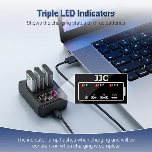 Miniatura 5 de JJC NP-BX1 Cargador de batería USB de doble ranura para Sony ZV-1 ZV1 RX100 VII VI VA V IV III II HX80 HX90 HX90V HX99 HX95 HX350 HX400V HX300 WX500
