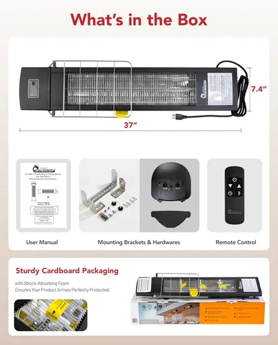 Miniatura 7 de DR. INFRARED HEATER Calentador infrarrojo portátil para interiores y exteriores para patio, garaje, comercial y residencial con control remoto