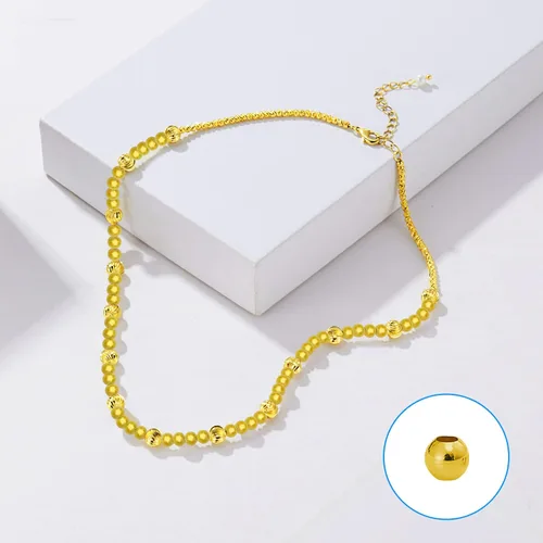 Miniatura 5 de 150 cuentas espaciadoras de metal para fabricación de joyas de 0.394 pulgadas, cuentas redondas chapadas en metal, cuentas pequeñas espaciadoras