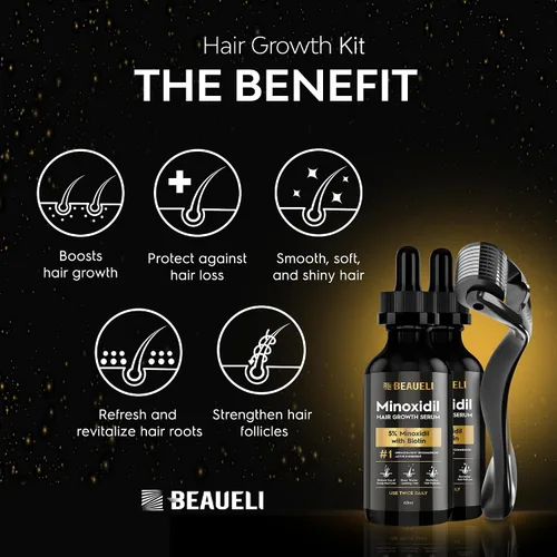Miniatura 4 de Beaueli Kit de crecimiento de barba de Minoxidil para hombres y mujeres, tratamientos para la pérdida de cabello y el crecimiento del cabello
