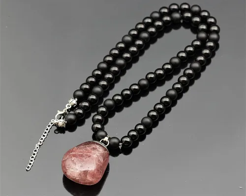 Miniatura 114 de Colgante de turmalina cruda natural, Collar de cuentas de ónix negro genuino, Collar de piedra negra, Collar de piedras preciosas, Cuentas de 0.315