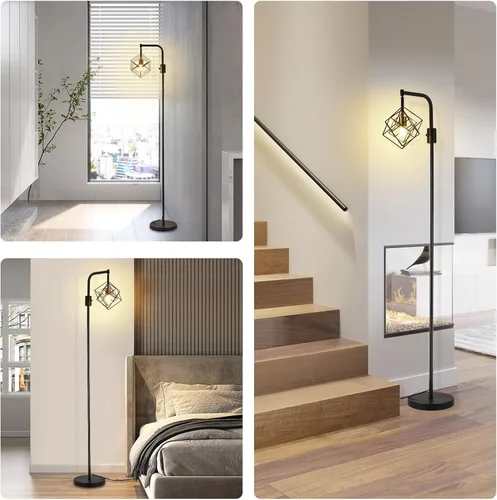Miniatura 9 de Lámpara de pie regulable para sala de estar, 1 lámpara rústica de pie alta, moderna lámpara de pie brillante, lámpara de pie industrial