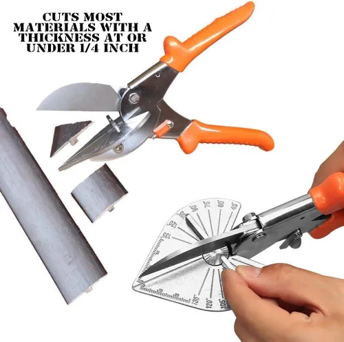 Miniatura 2 de Cortador de inglete multiángulo + Cuchilla de repuesto Tijeras de mano herramienta multiusos Corte de 45-135 grados Acero inoxidable, mango