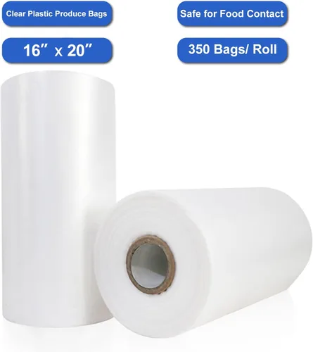 Miniatura 2 de LabelMore Bolsas de plástico de 16 x 20 pulgadas en rollo, transparentes, bolsas de almacenamiento de alimentos para pan, verduras, frutas y carne