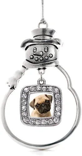 Miniatura 143 de Inspired Silver - Adorno de rodillo de reina - Adorno cuadrado de plata con muñeco de nieve con joyas de circonita cúbica