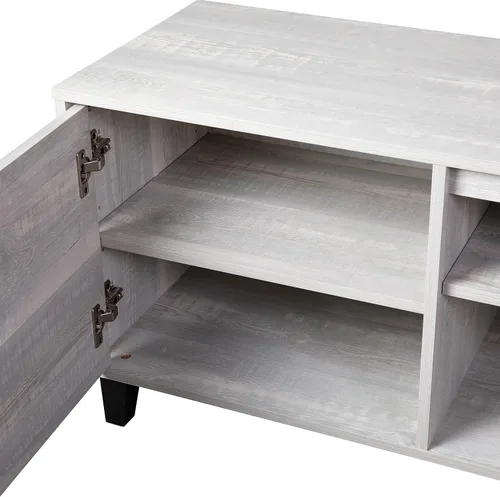 Miniatura 9 de Flash Furniture Nelson Mid Century - Soporte de TV moderno para televisores de hasta 60 pulgadas, acabado gris, 70 pulgadas de ancho, estantes