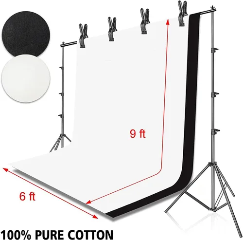 Miniatura 2 de HYJ-INC Sistema de soporte de fondo fotográfico con kit de soporte de fondo de 8,5 x 10 pies, fondo de pantalla de muselina 100% algodón