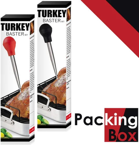 Miniatura 7 de Baster de acero inoxidable para pavo con cepillo de limpieza, jeringa de grado alimenticio para cocinar y rociar con 2 agujas inyectoras de adobo