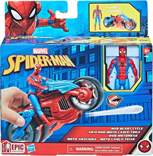 Miniatura 2 de Marvel Spider-Man Web Blast Cycle, figura de acción de 4 pulgadas con vehículo y 2 proyectiles web, juego de juguetes para niños a partir de 4 años