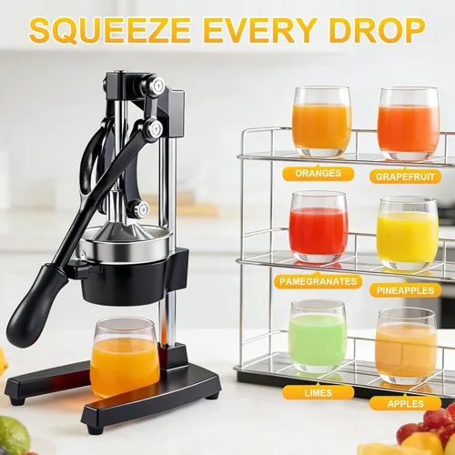 Miniatura 6 de Exprimidor manual de cítricos de hierro fundido, exprimidor comercial de prensa manual, exprimidor de encimera resistente para jugo de limón naranja