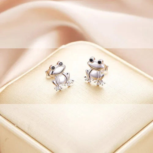 Miniatura 5 de Alphm Juego de joyas de plata de ley S925 con forma de corazón de rana, anillo y pulsera para mujeres y niñas