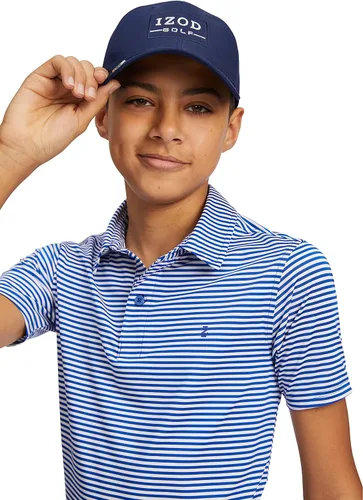 Miniatura 5 de IZOD Performance Golf Grid - Polo de manga corta con cuello elástico para niños