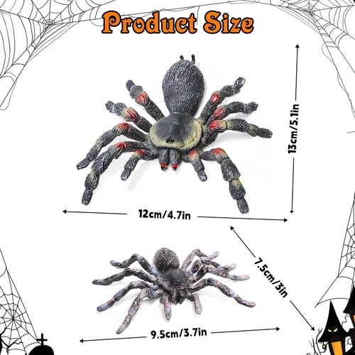 Miniatura 2 de SIENON 2 juguetes realistas de animales de araña lobo, figura de insecto de tarántula de Whiteknee, modelo de acción para niños, educación, bromas