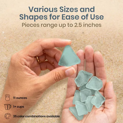 Miniatura 4 de Nautical Crush Trading Sea Glass Craft - 28 onzas azul aguamarina - Artesanía de vidrio de playa - Decoración de vidrio de mar - Relleno de jarrón
