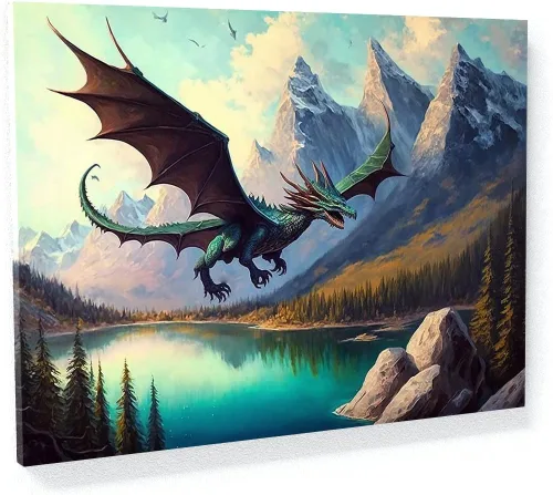Miniatura 8 de Sense Canvas Dragon Creative 9 - Lienzo decorativo para pared, diseño de dragón para pared, póster grande para el hogar, 40 x 30 pulgadas, 0.75