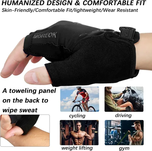 Miniatura 3 de MOREOK Guantes de Ciclismo, Guantes de Bicicleta para HombresMujeres - Almohadilla de Gel de 5MM Guantes de Bicicleta de Medio Dedo