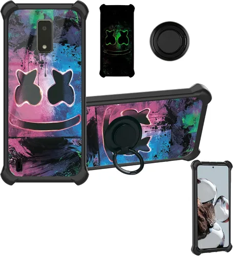 Miniatura 14 de Aroepurt Funda compatible con Nothing Phone 2a Phone Case Cover [PC duro + silicona suave] [soporte de anillo] [efecto luminoso] YGH-BQ