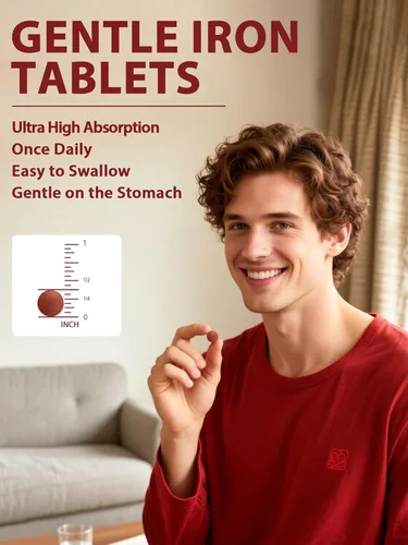 Miniatura 8 de Suplemento de hierro Vitacook para mujeres y hombres, píldoras de hierro 3-en-1 de 65 mg, bisglicinato, sulfato, hierro carbonilo con vitamina C