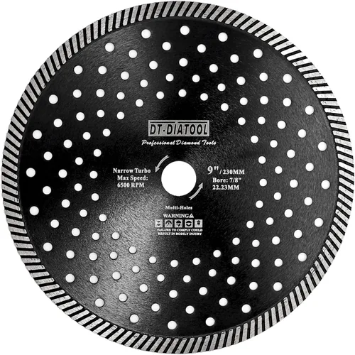 Miniatura 10 de DT-DIATOOL Hoja de diamante de 4 pulgadas para bloque de mármol de granito Disco de corte de diamante con segmentos Turbo y múltiples agujeros