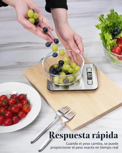 Miniatura 5 de Báscula de alimentos, báscula digital de cocina de 11 libras con pantalla LCD de 6 unidades y función de tara, diseño compacto para hornear, cocina