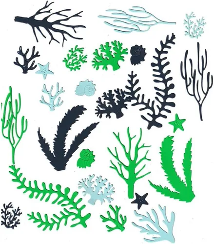 Miniatura 6 de Troqueles de corte de coral de algas marinas, caracolas de estrella de mar de mar, plantillas de metal en relieve para tarjetas de álbumes