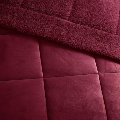 Miniatura 3 de Sweet Home Collection Juego de edredón Sherpa de 3 piezas tamaño King, conjunto de ropa de cama de felpa con textura de sherpa suave y fundas a